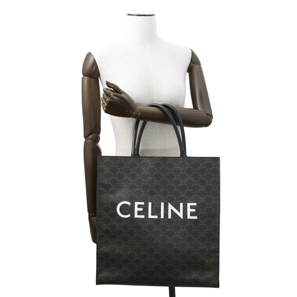 CELINE Triomphe Vertical Cabas Tote Size Large PVC/Leather Black 190972 - Picture 3 of 13